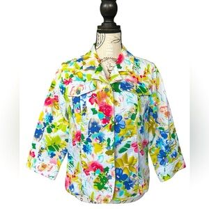 Christoper & Banks women’s vibrant floral multicolor jacket size medium
